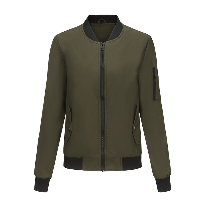 Damen modische Bomberjacke mit praktischen Reißverschlusstaschen und sportlichem Kragen Drune