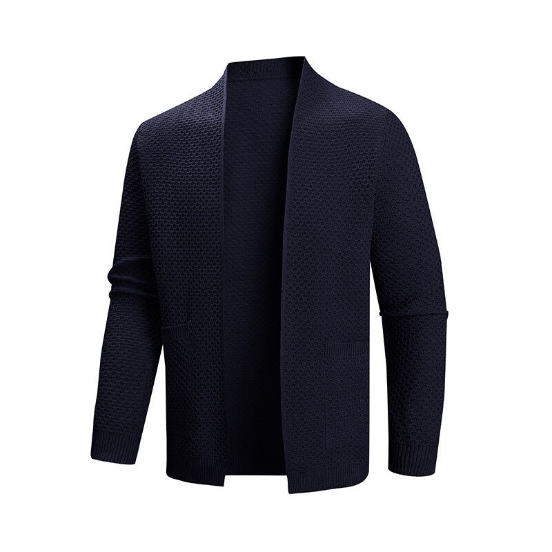 Herren Strickjacke mit offenem Kragen Drune
