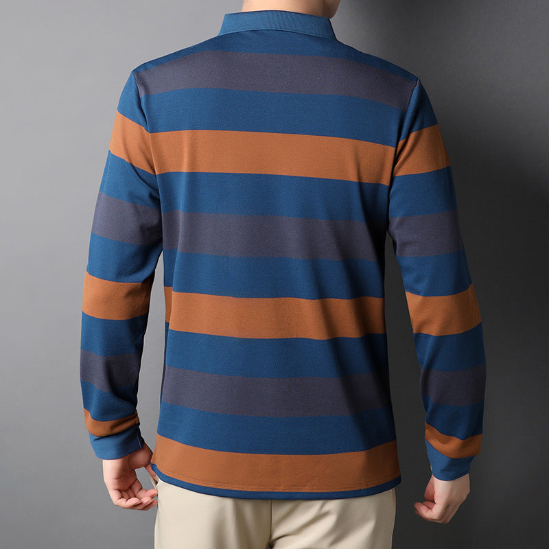 Herren Langarm-Polohemd mit modischem Streifendesign und hochwertigem Materialmix Drune