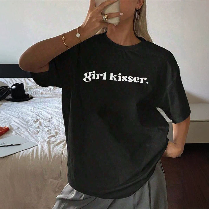 Damen Oversized T-Shirt mit kreativem Schriftzug Drune