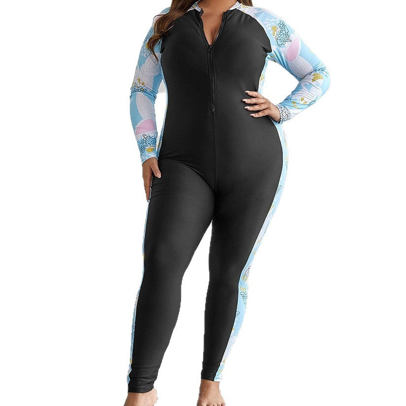 Damen Langarm-Schwimmanzug mit hohem Kragen und Reißverschluss Drune