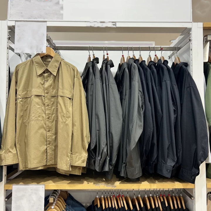 Damen lässige Overshirt mit mehreren Taschen Drune