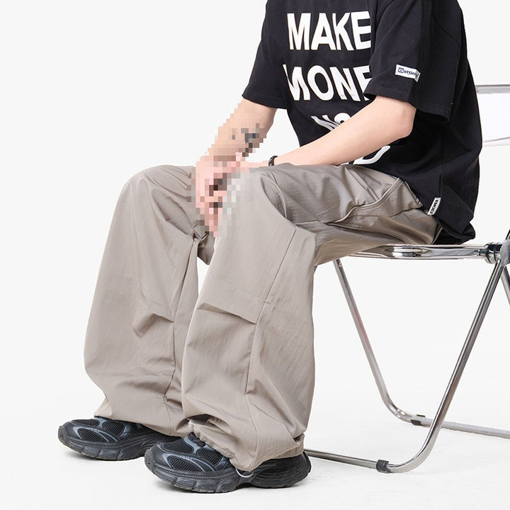 Herren Weite Funktions-Nylonhose mit Tunnelzugbund, Utility-Taschen & Baggy-Silhouette Drune