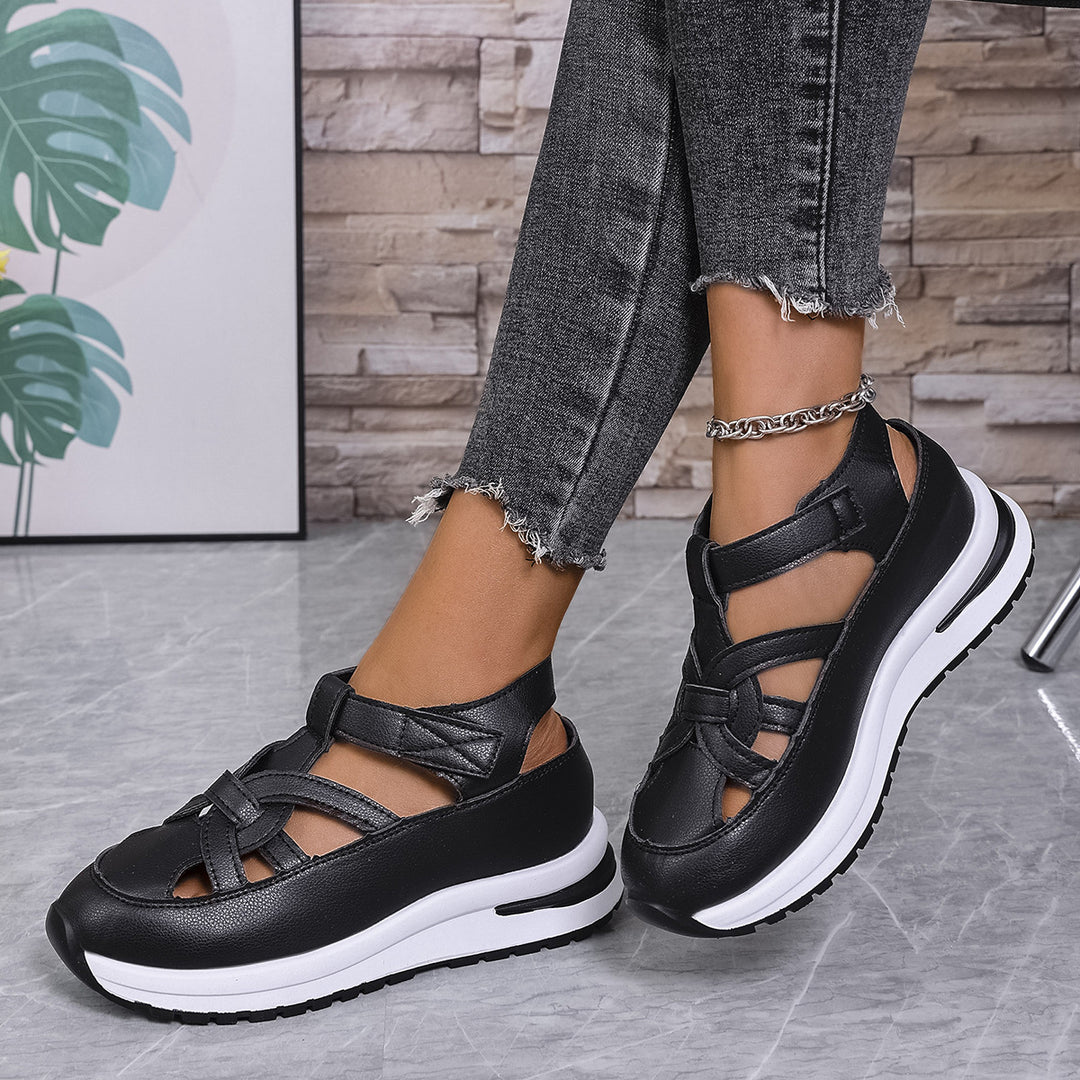 Damen Plateau‑Sneaker‑Sandale mit geschlossener Kappe und Klettverschluss Drune
