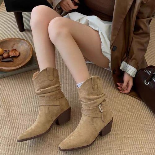Damen Elegante und bequeme Western-Stiefel Drune