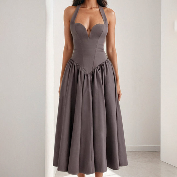 Damen Hochwertiges Abendkleid mit tiefem Herz-Ausschnitt und voluminösem Rock Drune