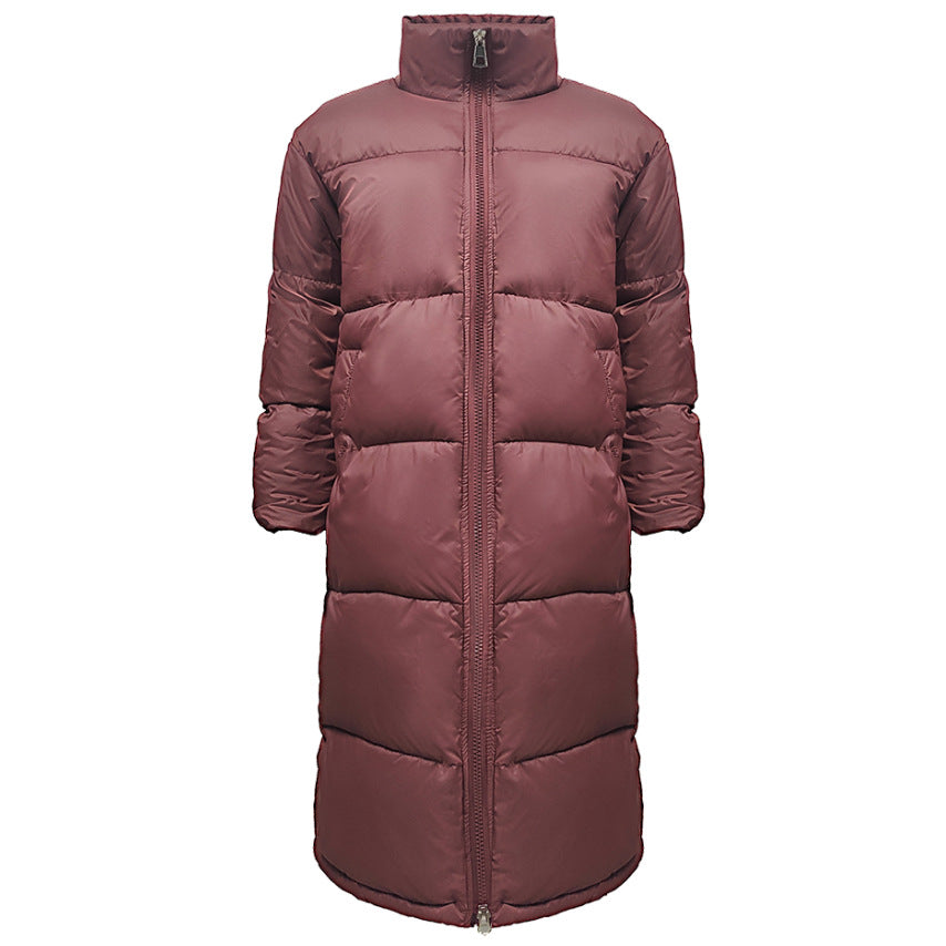 Damen Langer gesteppter Puffer‑Mantel mit hohem Stehkragen Drune