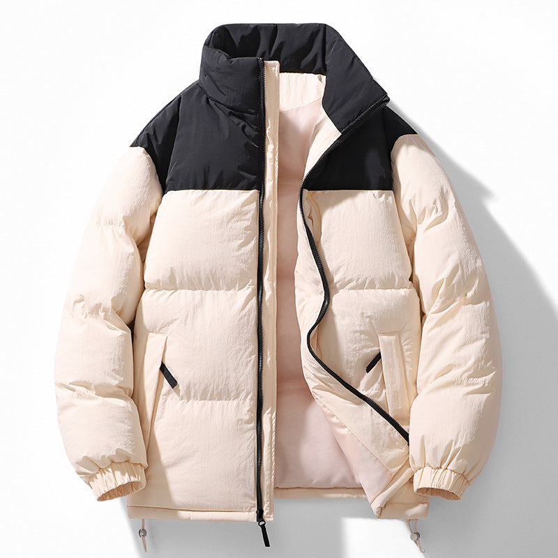 Herren gesteppte Thermo-Steppjacke mit hohem Stehkragen, Zwei-Wege-Reißverschluss und Kordelzugsaum Drune