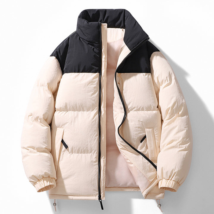 Herren gesteppte Thermo-Steppjacke mit hohem Stehkragen, Zwei-Wege-Reißverschluss und Kordelzugsaum Drune