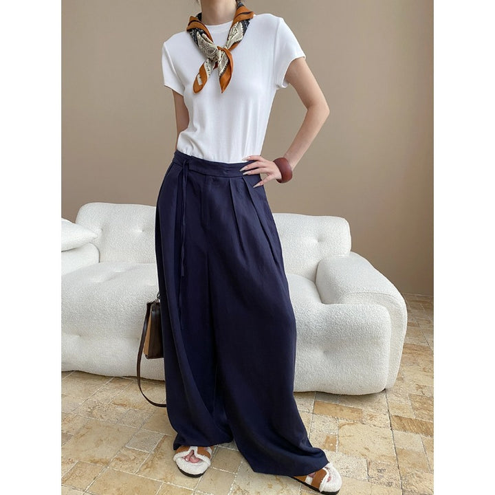 Damen elegante weite Hose mit hohem Bund und komfortablem Schnitt Drune