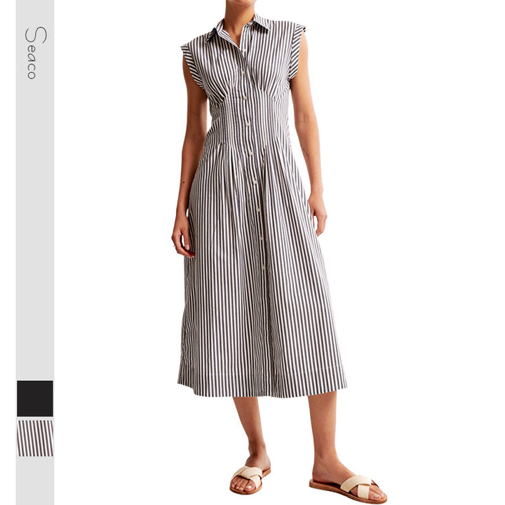 Damen Maxikleid mit Schulterklappen und klassischem Knopfverschluss Drune