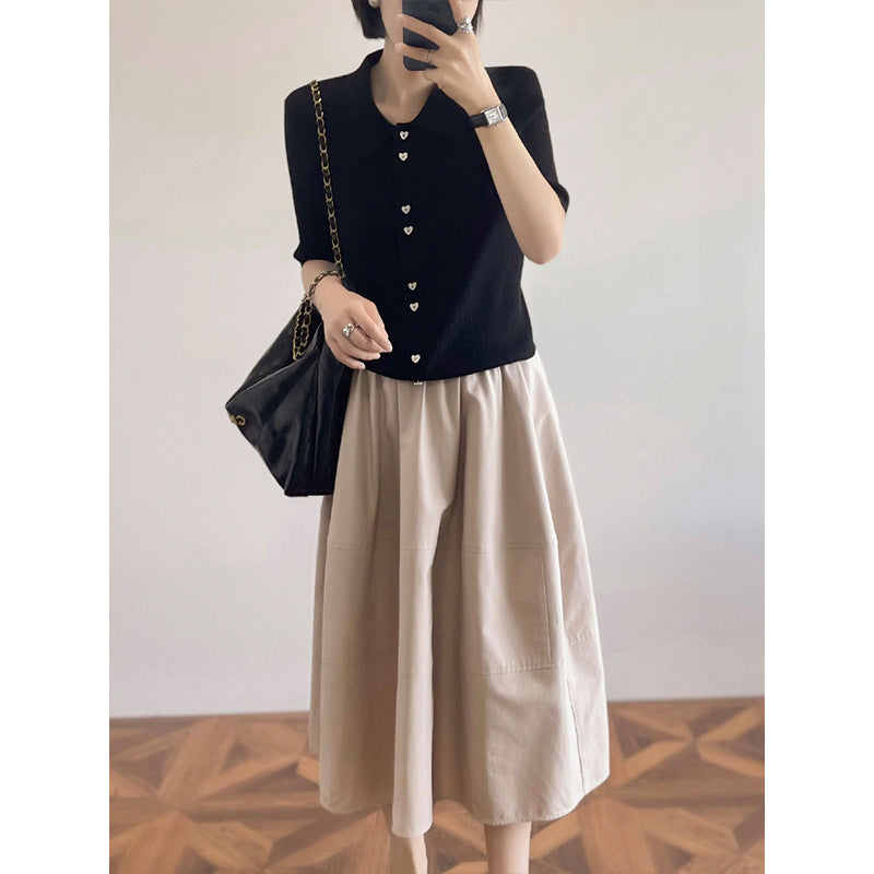 Damen Eleganter, weit geschnittener Midirock Drune