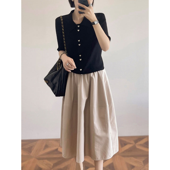 Damen Eleganter, weit geschnittener Midirock Drune