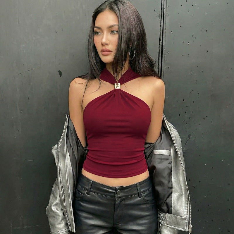 Damen Elegantes Crop-Top mit innovativem Halterdesign Drune