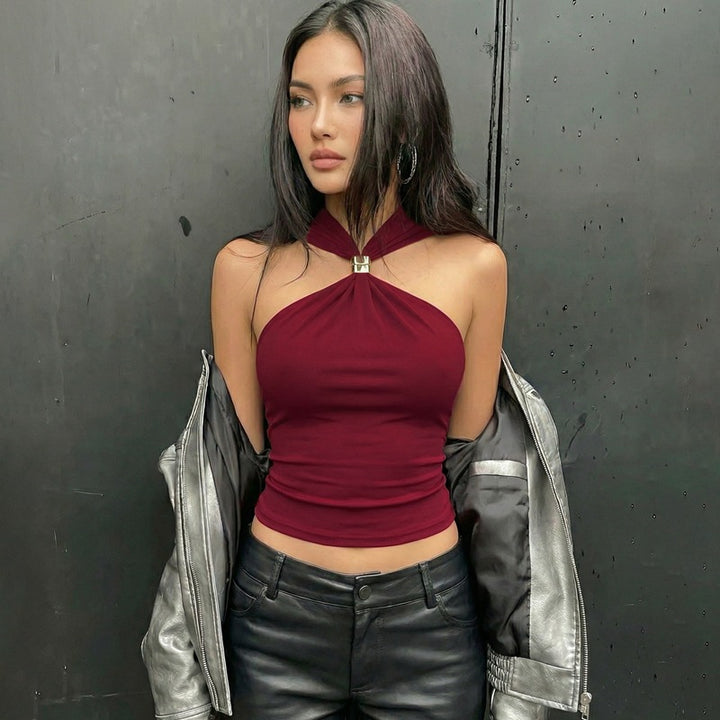 Damen Elegantes Crop-Top mit innovativem Halterdesign Drune
