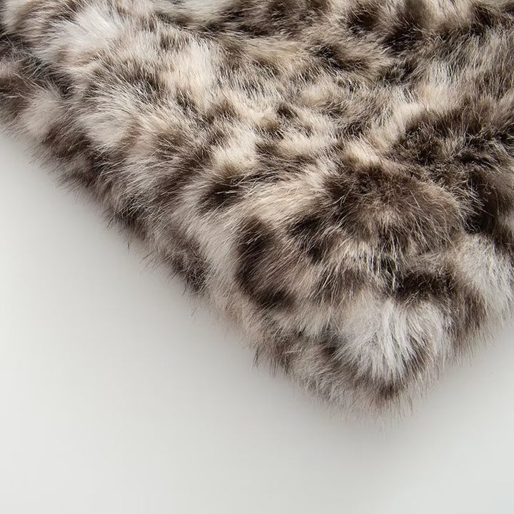 Damen Kurz geschnittene Kunstfelljacke mit Leopardenmuster Drune