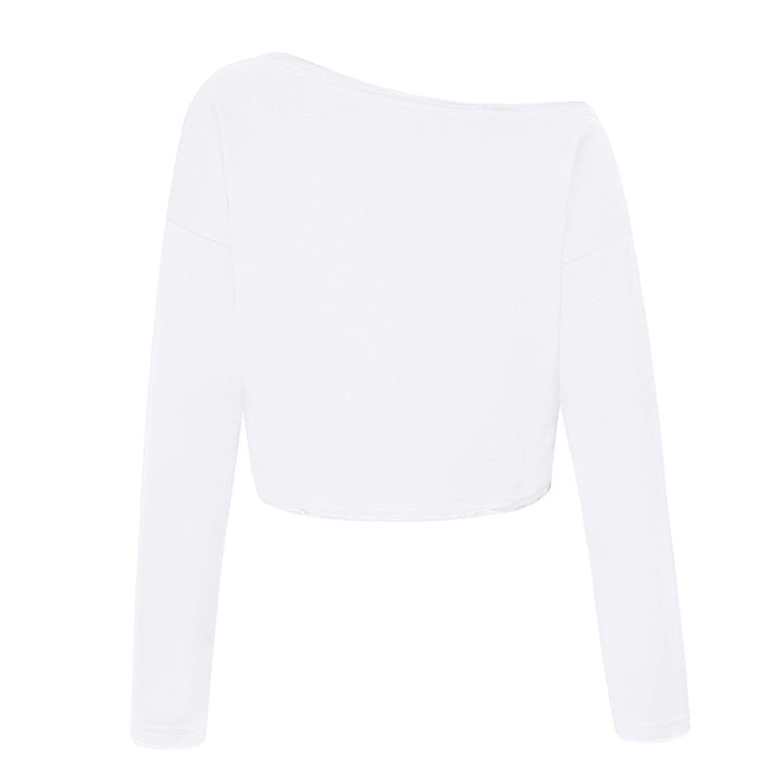 Damen Cropped Langarmshirt mit weitem Boot-Ausschnitt und dropped-shoulder Drune