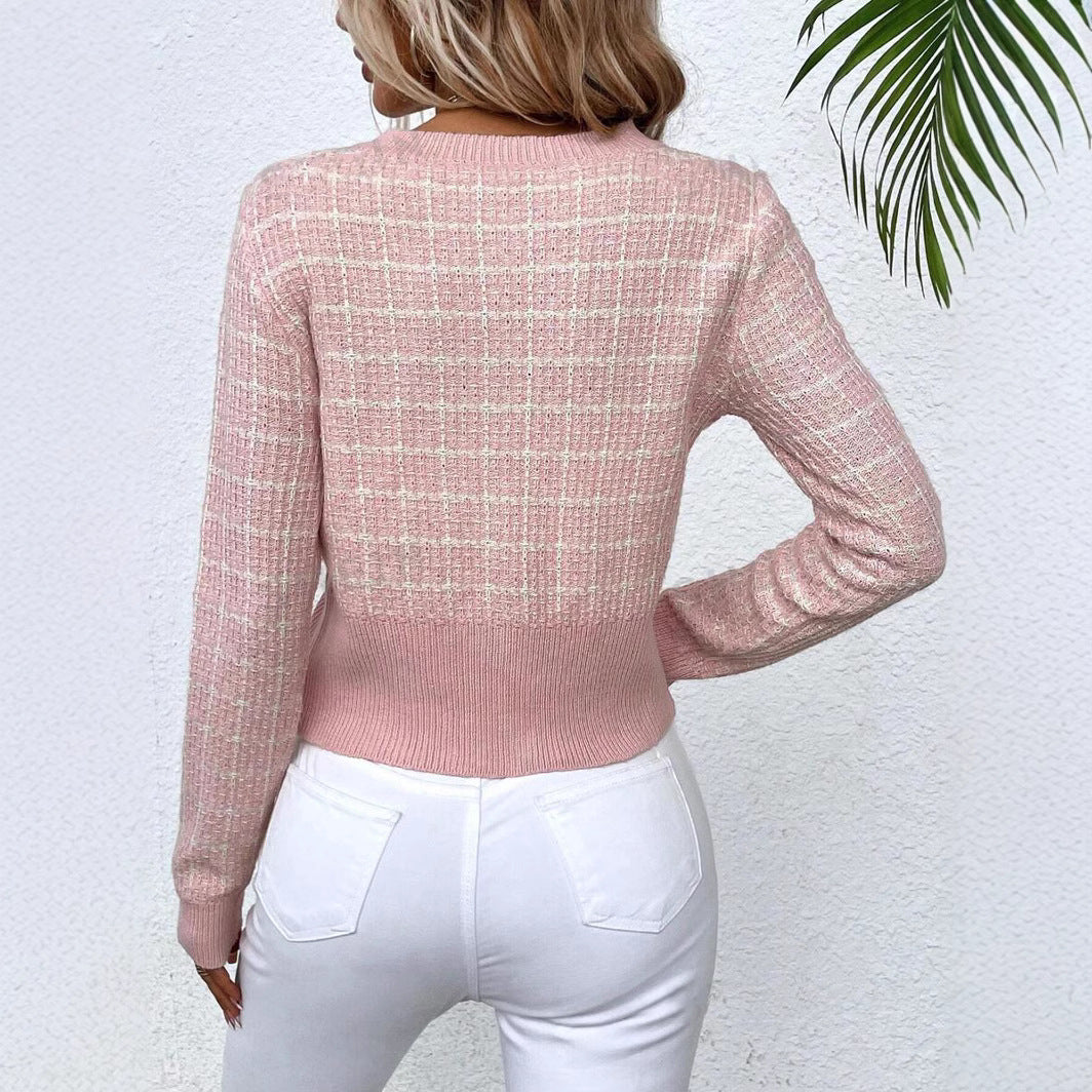 Damen Eleganter Cardigan mit Knöpfen und zwei Taschen Drune