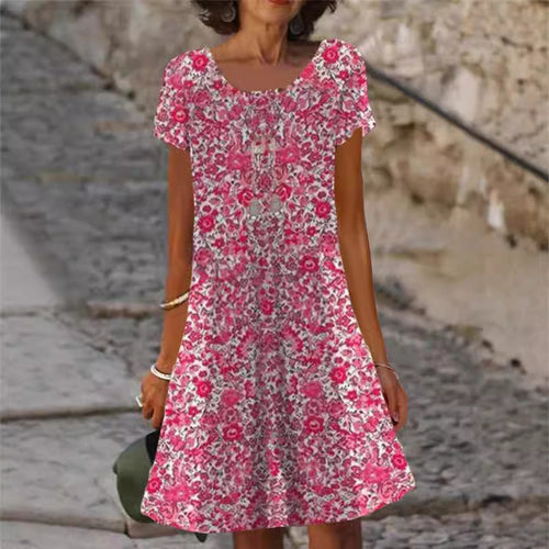 Damen lässiges Sommerkleid mit modernen Mustern und femininem Schnitt Drune