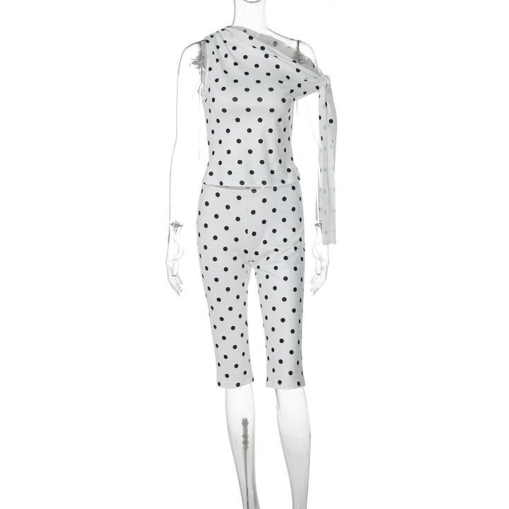 Damen Polka-Dot-Einteiler mit asymmetrischem Schnitt Drune