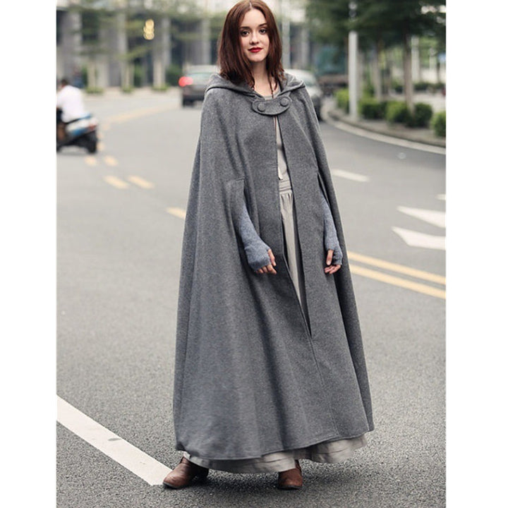 Damen elegante Kapuzenumhang mit verstellbarem Verschluss Drune
