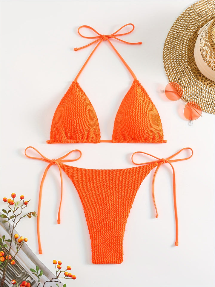 Damen Triangel-Bikini-Set mit verstellbaren Bindebändern Drune