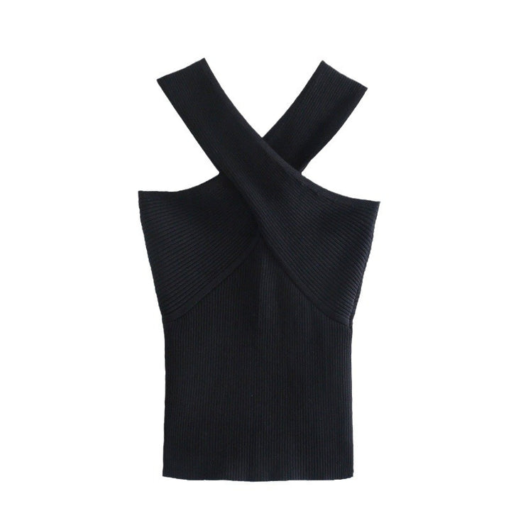 Damen Stricktop mit künstlerischem Kreuz-Träger Design Drune
