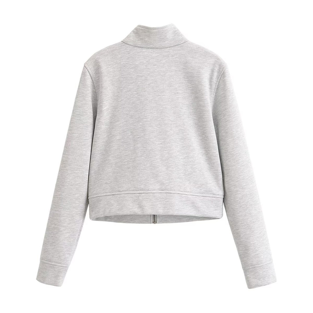 Damen Kurzjacke aus Sweat mit Stehkragen und dekorativer Military-Passe Drune