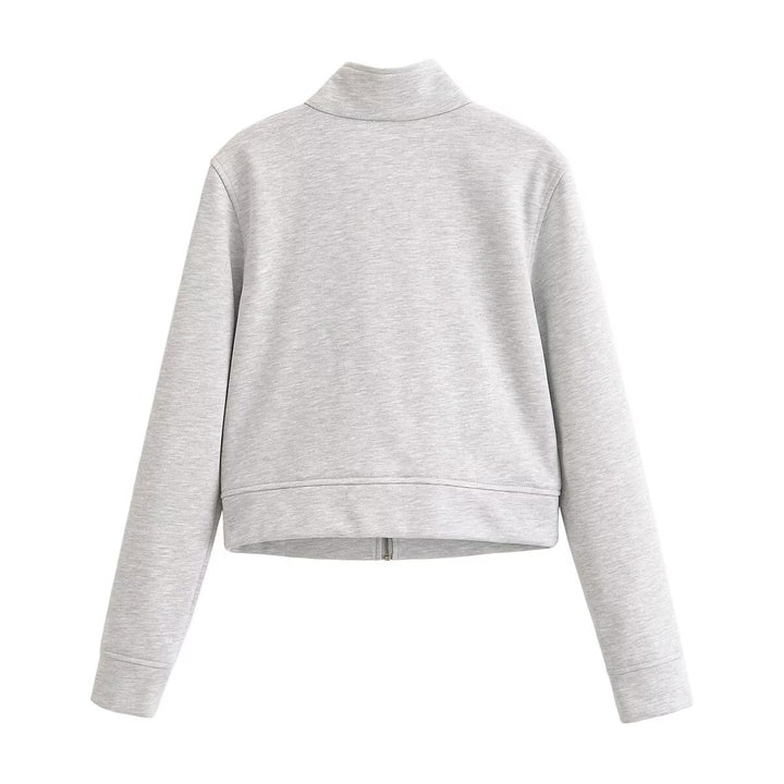 Damen Kurzjacke aus Sweat mit Stehkragen und dekorativer Military-Passe Drune