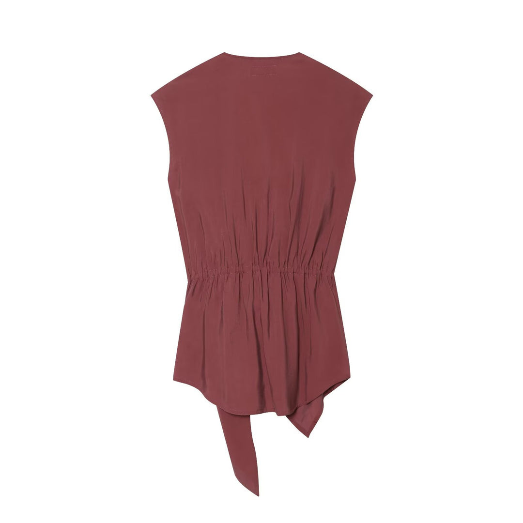 Damen Weite Leinenmisch-Hose mit hohem Elastikbund und Seitentaschen Drune