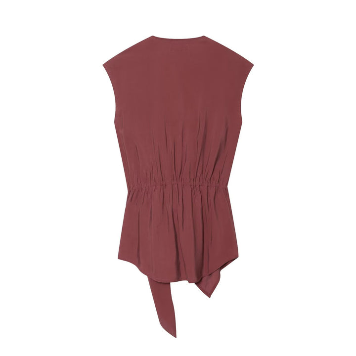 Damen Weite Leinenmisch-Hose mit hohem Elastikbund und Seitentaschen Drune