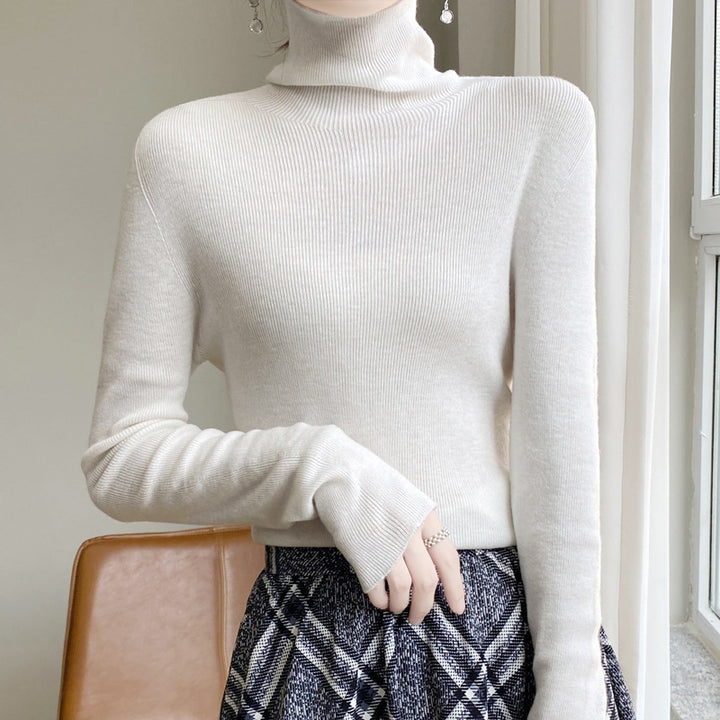 Damen Schmaler Rollkragen-Feinstrickpullover mit elastischer Rippenstruktur und minimalistischer Silhouette Drune