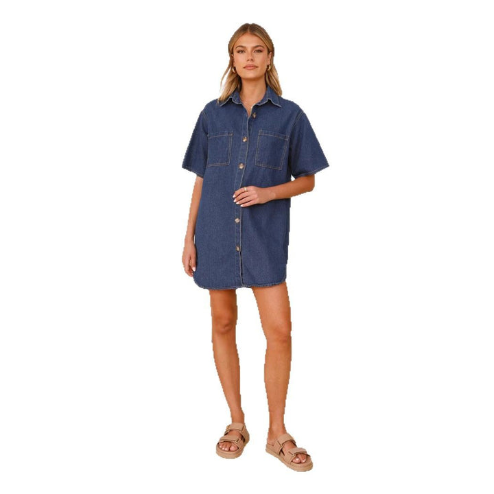 Damen Denim Camiskleid mit praktischen Taschen und angesagtem Look Drune