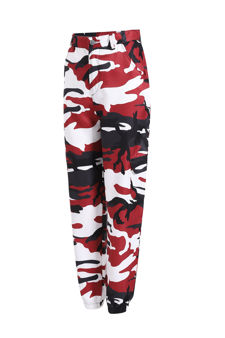 Damen Cargohose mit Camouflage‑Print, elastischem Bund und Beinbündchen Drune