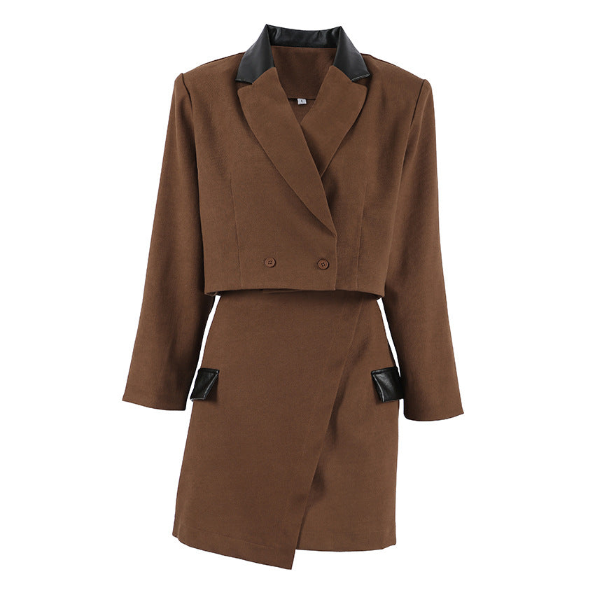 Damen modisches Blazer-Kleid mit eleganten Taschen und tailliertem Schnitt Drune