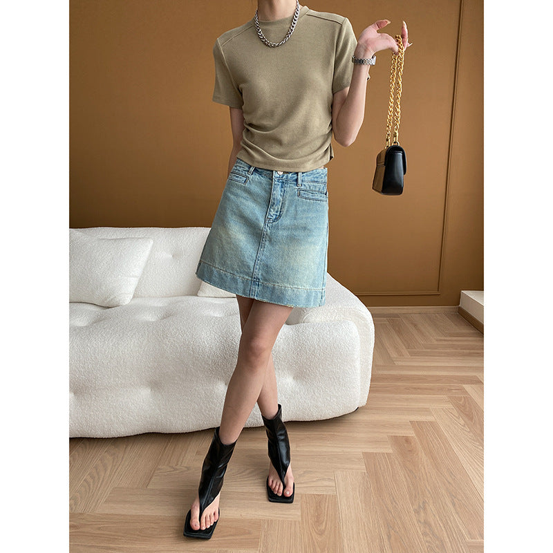 Damen Jeansrock im modernen A-Linien Schnitt mit hohem Taillenbund und nachhaltigem Denim Drune