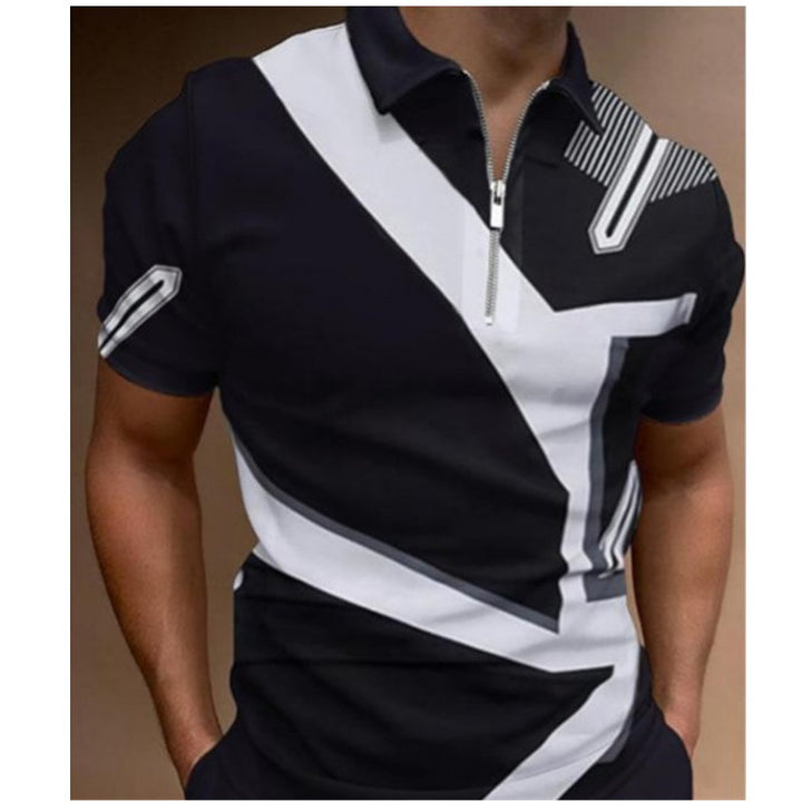 Herren Poloshirt mit maritimem Motiv und modernem Reißverschluss Drune