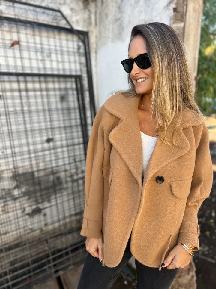 Damen Lässige Oversized-Jacke mit stylischem Kragen und Knopfverschluss Drune