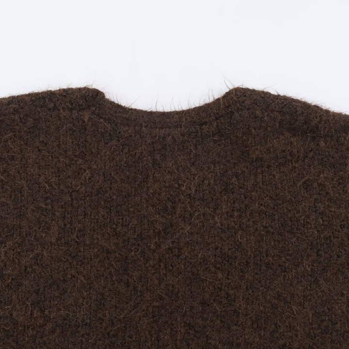 Damen Oversize Strickmantel mit V‑Ausschnitt, kuscheliger Bouclé‑Optik und aufgesetzten Taschen Drune