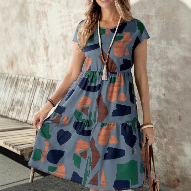 Damen Midikleid mit grafischem Muster und Schlaufenärmel Drune