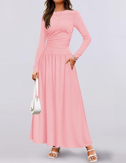 Damen Maxikleid mit langen Ärmeln und elegantem Wickeldesign Drune