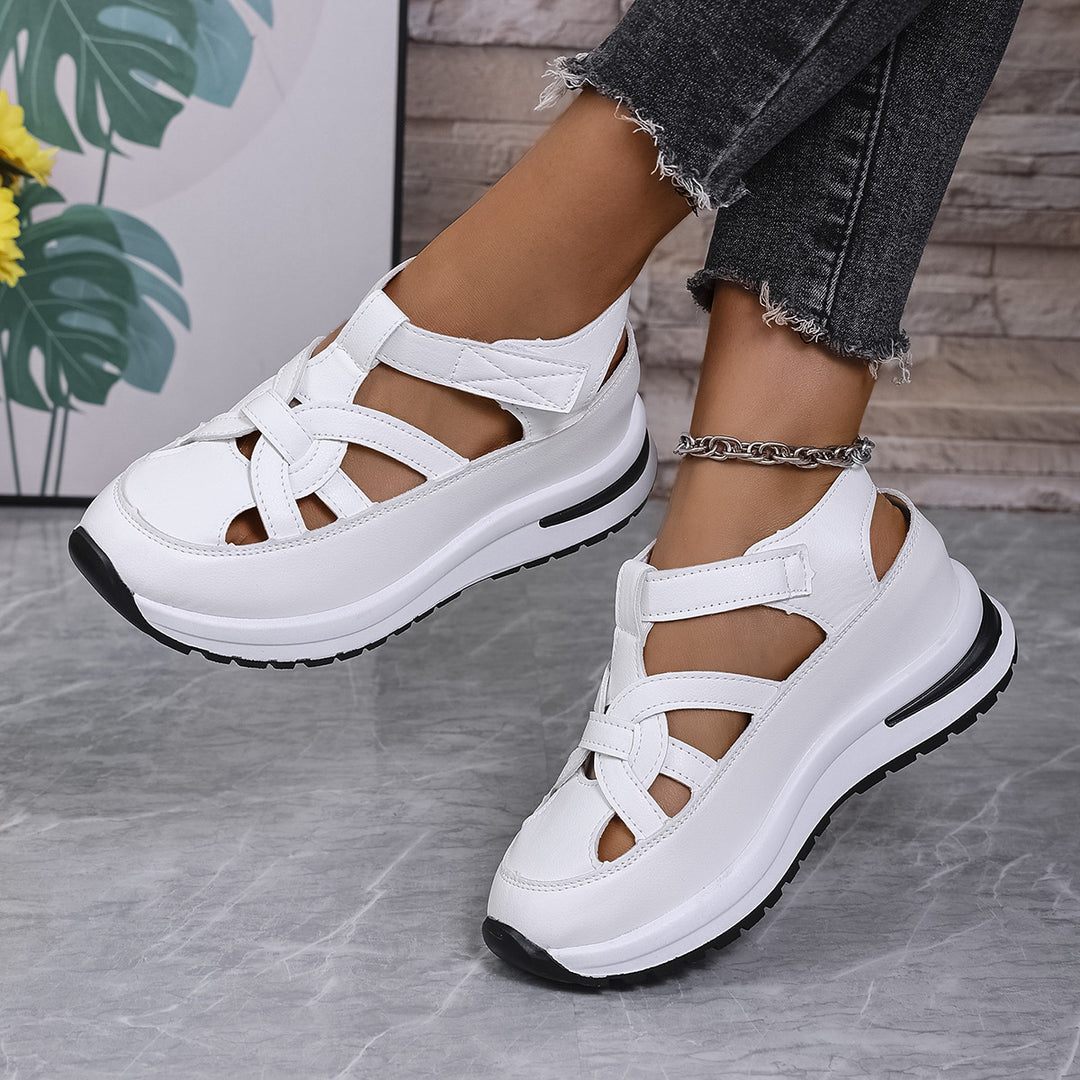 Damen Plateau‑Sneaker‑Sandale mit geschlossener Kappe und Klettverschluss Drune