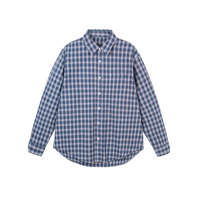 Herren Legeres Karo-Hemd im Overshirt-Stil mit Button-Down-Kragen und abgerundetem Saum Drune