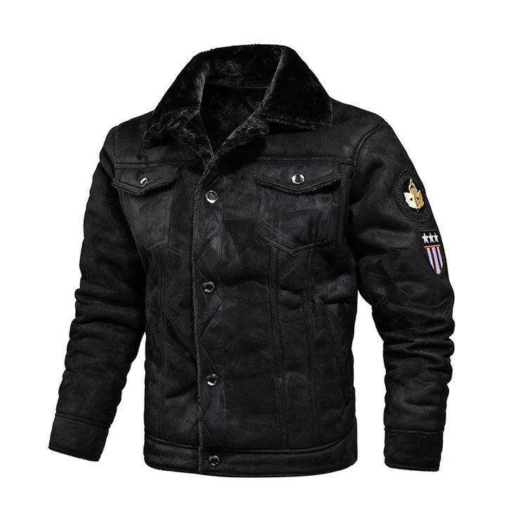 Herren Aviatorjacke mit Teddyfutter und Vintage-Lederoptik Drune