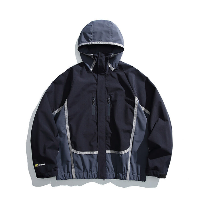 Unisex Wasserabweisende technische Kapuzenjacke mit Reflektorpaspeln und elastischem Saum Drune