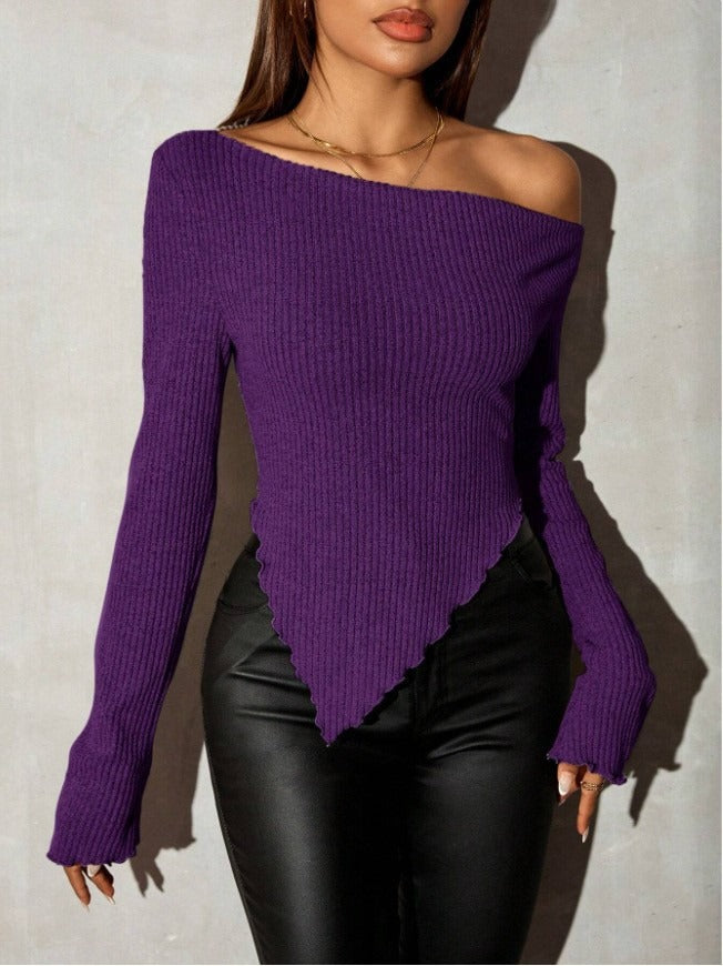 Damen Asymmetrischer Strickpullover Drune
