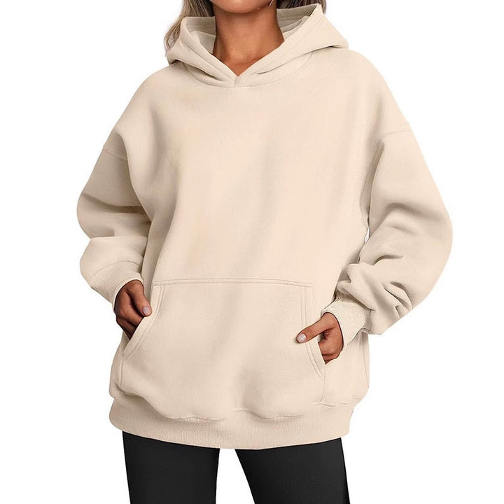 Damen lässiger Kapuzenpullover mit bequemer Passform und Kängurutasche Drune