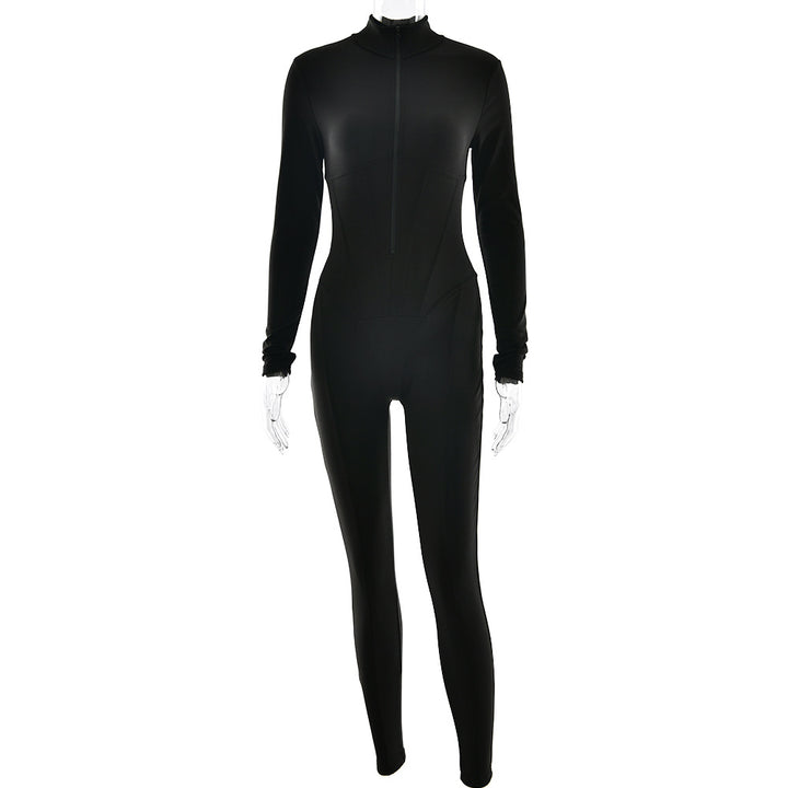 Damen Sportlicher Langarmanzug mit hochwertigem Reißverschluss und figurformendem Design Drune