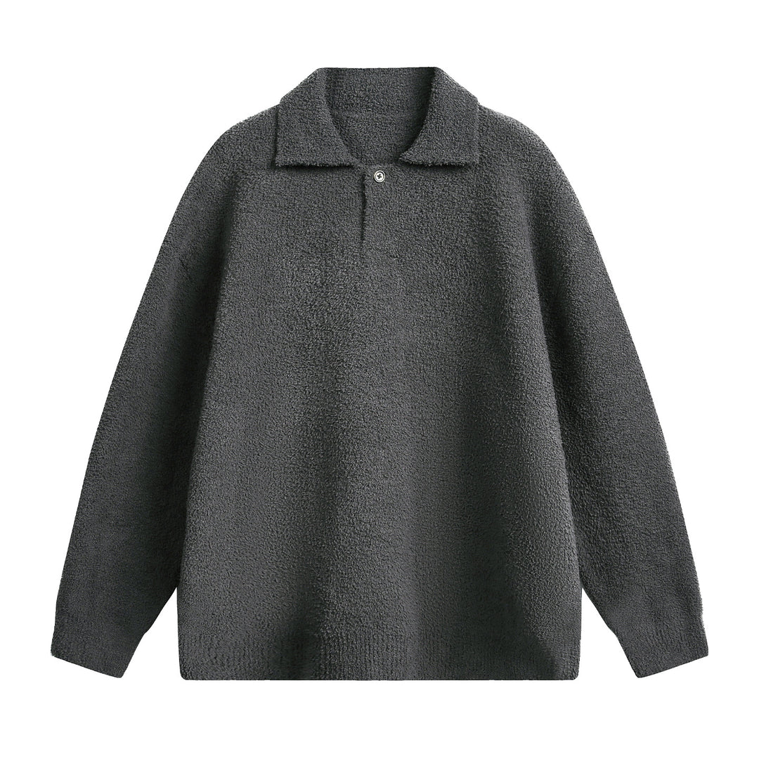 Unisex Fleece-Polo-Pullover mit Knopfkragen und Teddy-Struktur Drune