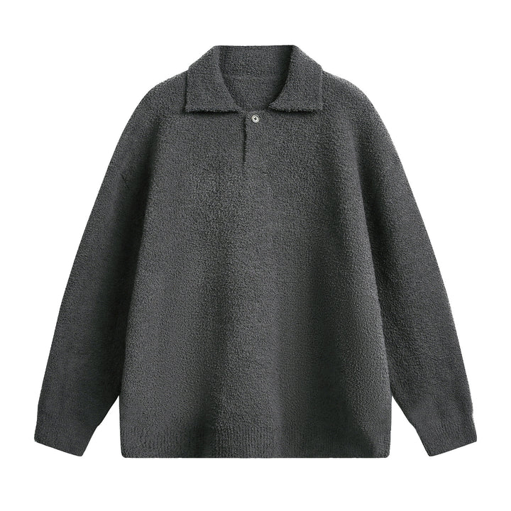 Unisex Fleece-Polo-Pullover mit Knopfkragen und Teddy-Struktur Drune